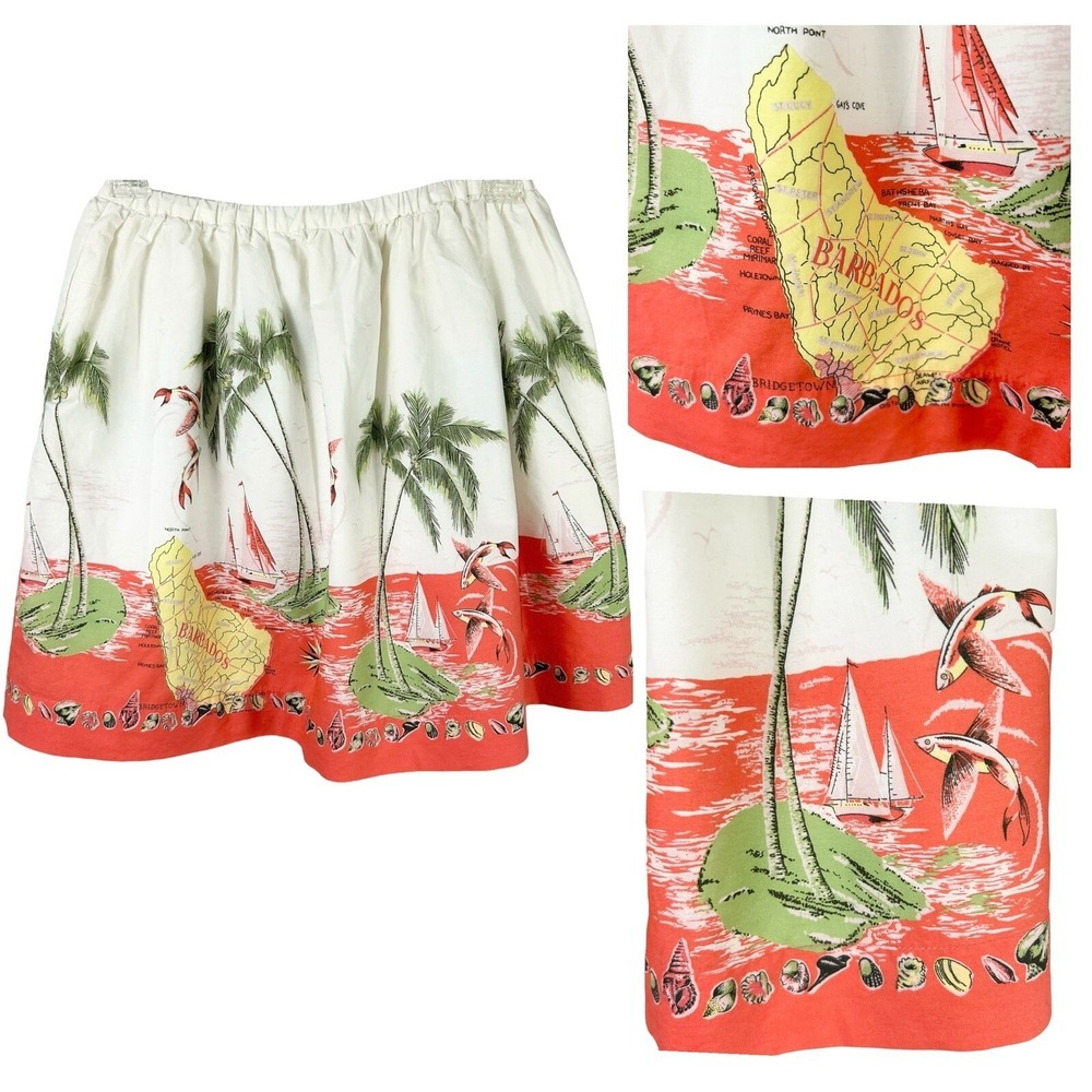CREWCUTS Girls Beach SKIRT 14 Palm Tree Ocean Full Seashells Mini Summer Preppy